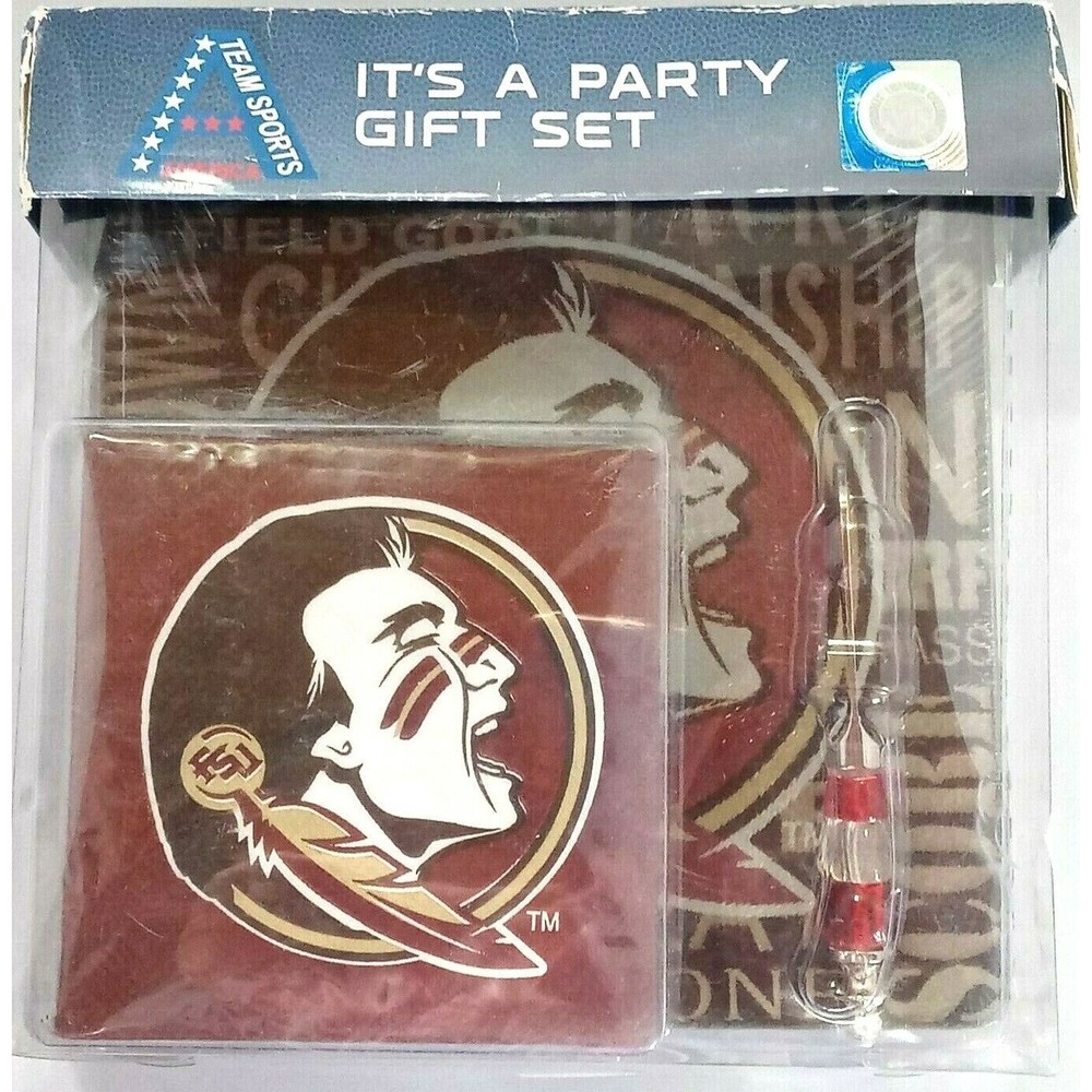 Florida State Seminoles Party Set 8" Tempered Glass Cutting Board Knife Napkins